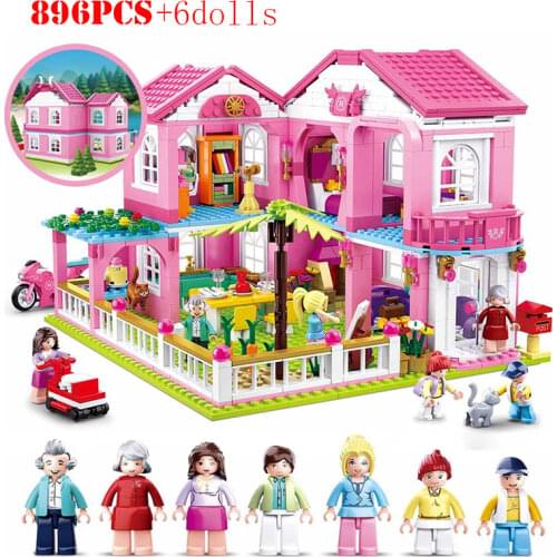 Girl Series Dream Villa Pink House Building Blocks Friends Technical City Bricks Educational Toys For Children Birthday Gifts