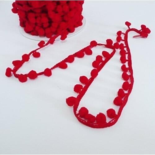 8 mm Red Pom Pom Trim Lace DIY Sewing Accessory on a 10m length 7LS08