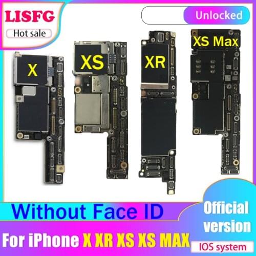 Good Work Motherboard For iPhone X XS XR XS MAX Without Face ID Unlocked Motherboard Full Chip For IOS Latest System Logic Board