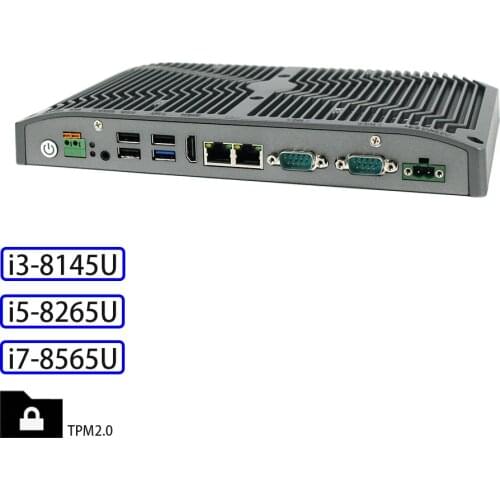 Fanless mini pc i7 i5 i3 Core intel 8th gen cpu with TPM2.0 hardware & software encryption mSATA USB/HDMI/LAN/RS232 422 485