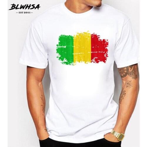 BLWHSA New Brand Men T Shirt Fashion Round Neck Casual Print Mali National Flag T-shirt Men Camisetas Plus Size XS-2XL