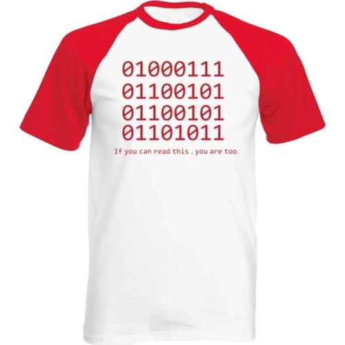 Mens T Shirt Computer Binary Password Printed Geek Answer Casual Loose Handsome raglan Short Sleeve O Neck Cotton Shirts Tee