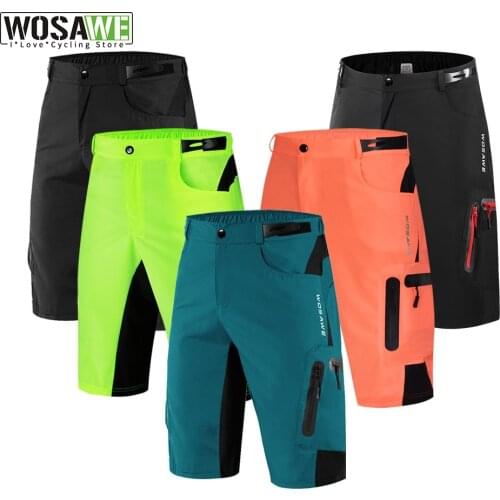 WOSAWE Reflective Mens MTB Bike Cycling Shorts Sports DIY Gel Pad Bicycle Downhill Riding Racing Rain Resistance Cycle Short