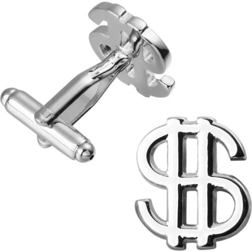 Sunnylink Mens Cuff Links Dollar sign mark silvery Cufflinks for shirt 3 pair pack sale