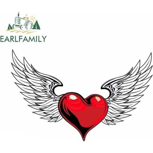 EARLFAMILY 13cm x 8.4cm for Love Heart Angel Car Stickers Vinyl Truck RV VAN Fine Decal Car Accessories JDM Cartoon Logo