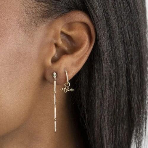 New Long Tassel Cubic Zirconia Drop Earrings for Women Shiny Snake Head Shape Dangle Earrings Wedding Fashion Jewelry Gifts