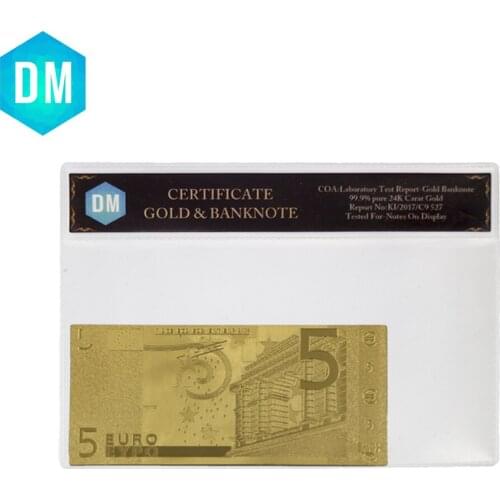 New EURO 5 Bills Set European Banknote 24Kt Gold Foil 99999 Special Edition For Home and Office Decoration