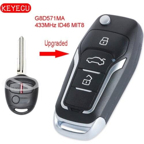 Keyecu Upgraded Flip Remote Car Key Fob 3 Button 433MHz ID46 Chip for Mitsubishi Pajero NS and NT Series 11/2006 - 2014