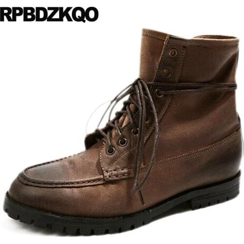 Shoes Army Autumn Retro Combat Boots Brown Designer Short Men Vintage Durable Ankle Genuine Leather Full Grain Lace Up Military