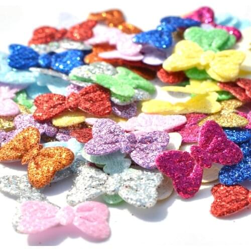 Wholesale 1000Pcs Mixed Glitter Fabric Nonwoven Bowknot Patch for DIY Hat Ornament Hairpin Bow Decor Accessories Applique K19