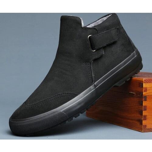 Autumn Winter SUEDE Leather Ankle Snow Men Boots Shoes With Fur Plush Warm Male Casual Boot Sneakers A21-87