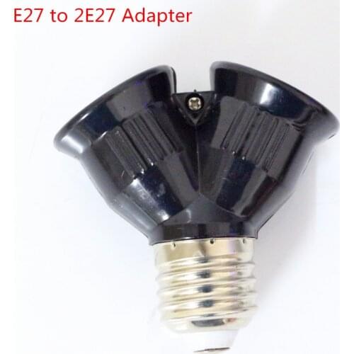 Full New Black Fireproof ABS Material E27 to 2 E27 Lamp Holder Converter LED Bulb light Base E27 to 2E27 Splitter Adapter Socket