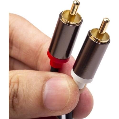 /2/1M Aluminum Alloy Gold-Plated 2RCA to 2 RCA Stereo Audio Cable Signal Cord TV CD Player Set-Top Boxes Video Signal Lines
