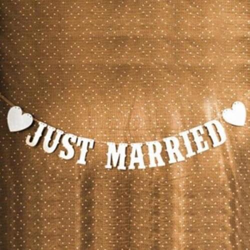 Romantic Elegant Just Married wedding decoration Event Vintage Wedding Supplies Bunting Banner Photo Booth Props Garland