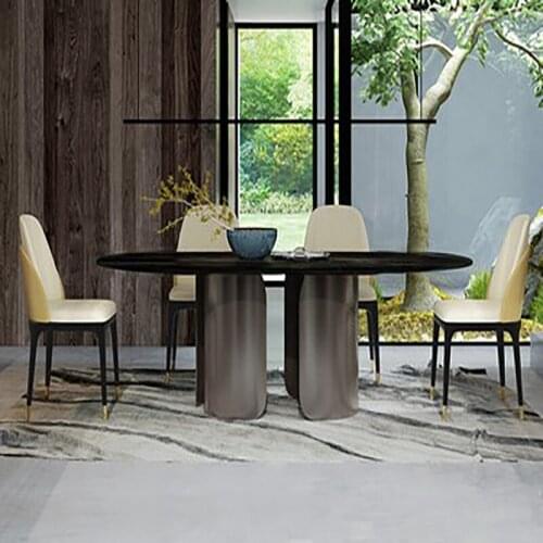 Nordic Light Luxury Dining Table Home Dining Table Small Apartment Villa Italian Style Oval Rectangular Rock Board Dining Table
