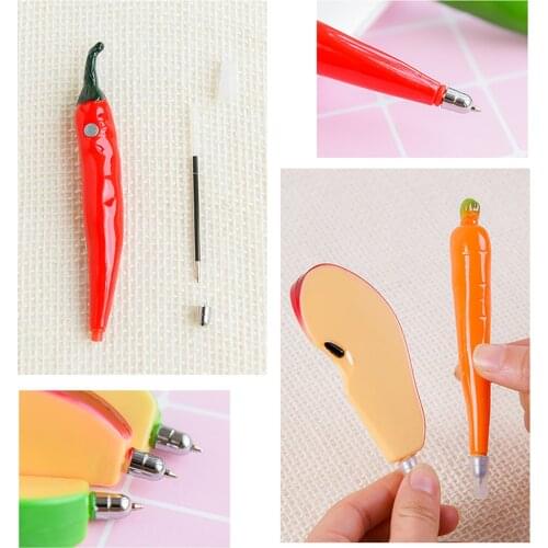 1pcs For Kids Student Novelty Gift School Stationery Cute Creative Fruit Ballpoint Pen with Magnet Kawaii Vegetable Ball Pens
