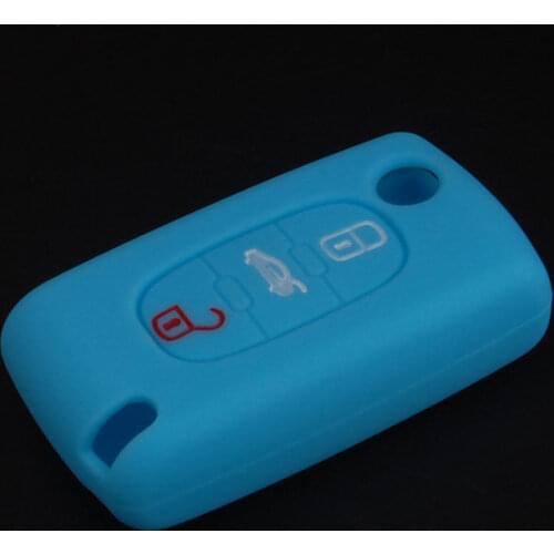 For CITROEN for PEUGEOT C2 C3 C4 C53 BTS Blue Silicone Cover Flip Remote Key Case