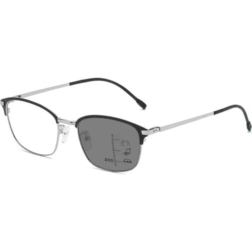 Photochromic Progressive Reading Sunglasses Women Men Metal Frame look Near Far Presbyopic Spectacles Magnifier Anti Blue Light