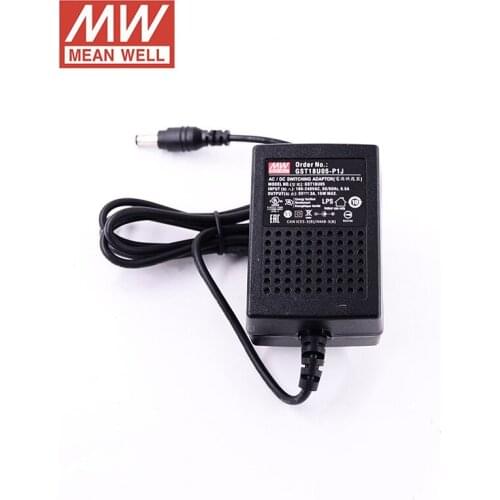 Meanwell GST18U05-P1J Industrial Wall-Mounted Green Adapter 5V 3A 15W Level VI MEAN WELL Adaptor Switching Power Supply 2.1*5.5