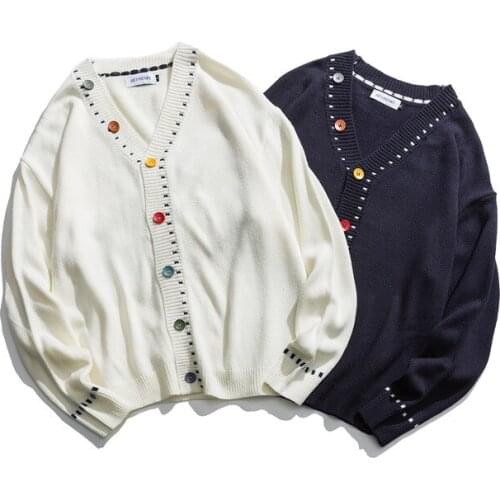 East Gate Korean lovers autumn sweater men oversize Hong Kong Style V-neck 2019 NEW