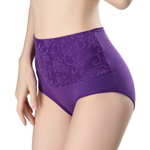 3Pcs Womens Underwear Panties Abdominal Cotton Lace Seamless High Rise Briefs Girls Sexy Lingeries Plus Size Underpants Women
