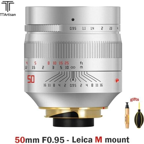 TTartisan 50mm F0.95 Camera Lens for Leica M Mount Cameras Silver Color Large Aperture for Leica M9 M10 50/0.95 MF Lens