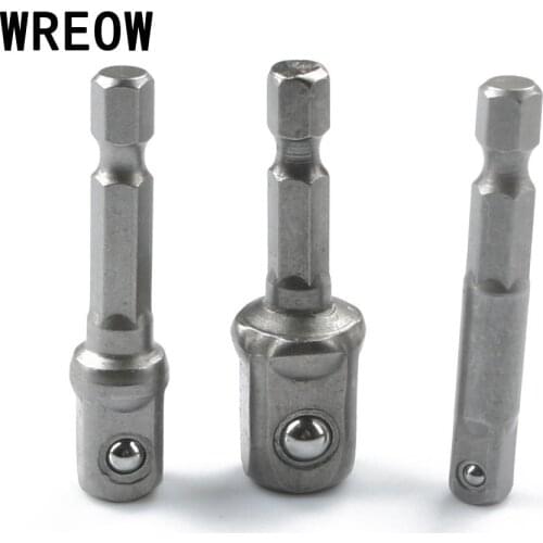3Pcs/Set 1/4" 3/8" 1/2" Hex Wrench Sleeve Extension Drive Power Drill Bit Socket Wrench Adapter Extension Rod Screwdriver Tool