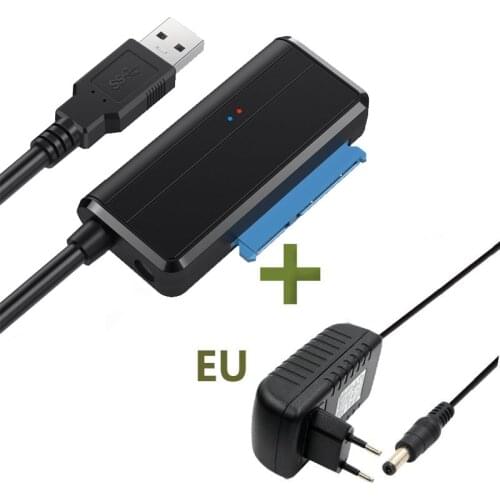 USB 3.0 To SATA with 12V 2A AC DC EU Power Adapter Cable for 3.5 2.5 inch HDD SSD Hard Disk Support 1TB 2TB 4TB 2.5'' 3.5'' HDD