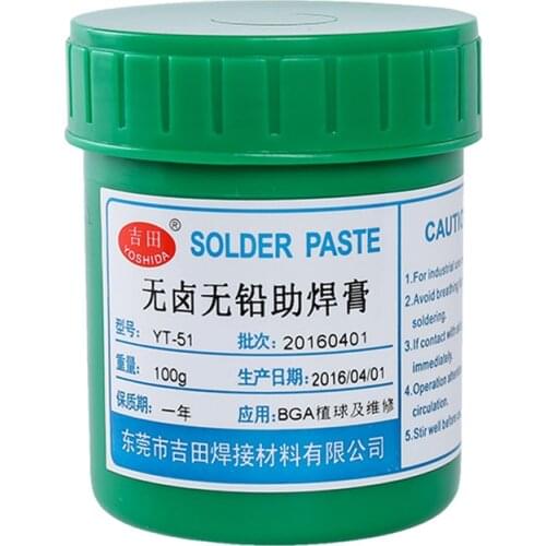 YT-51 100G Mobile Phone Bga Rework Solder Paste Flux Zero Halogen Lead-Free 30G Syringe High-End Electronic Welding Repair Tool