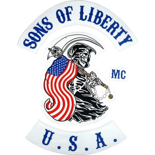 SON OF LIBERTY USA Embroidered Sewing Label punk biker Patches Clothes Stickers Apparel Accessories Badge 4 PCS/LOT