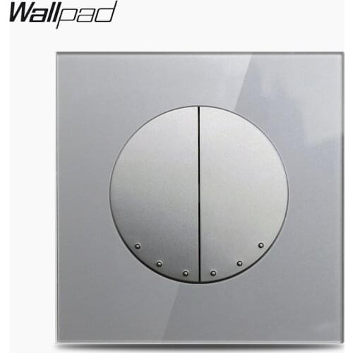 Wallpad L6 Blind Switch 2 Gang Reset Switch Momentary Contact Switch Pulse Switch Grey Crystal Glass Panel