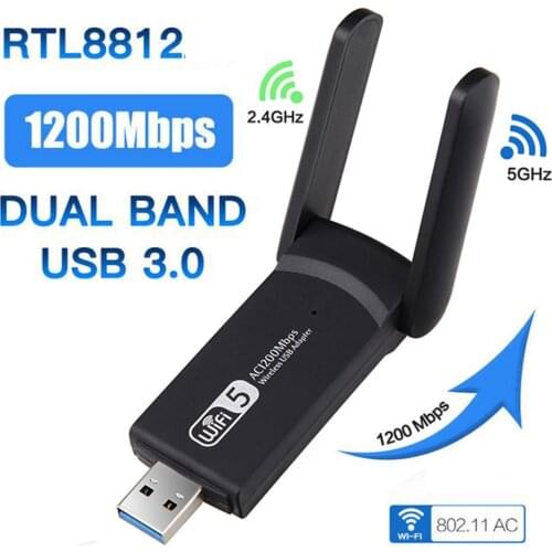 Wifi Adapter 1200Mbps 2.4G 5Ghz Dual Band Wi-fi USB3.0 w/ CD Driver LAN Ethernet 1200M Network Card Wireless USB Dongle Antennas