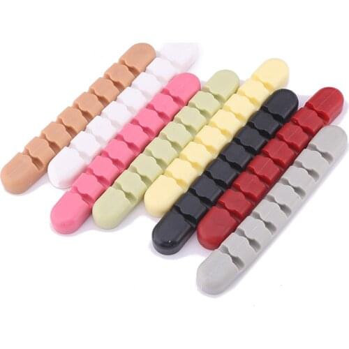 USB Cable 7 Holes Organizer Cable Clamp Wire Winder Headphone Earphone Holder Cord Silicone Clip Phone Line Desktop Management