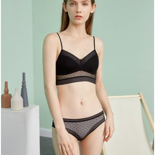 Women Lace Bra Sets Seamless Underwear Polka Dot Mesh Backless Vest Sexy Bralette Lingerie Bra & Brief Sets Female Intimates