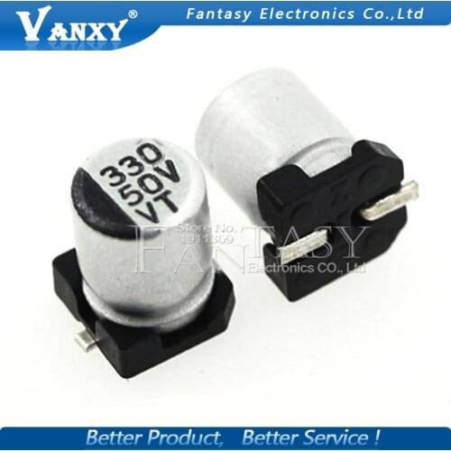 10PCS Electrolytic capacitor 50V330UF 10*10mm SMD aluminum electrolytic capacitor 330uf 50v