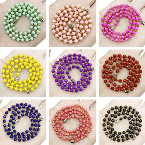 12 Colors Short Chain Necklace for Women Round Beads Ethnic Choker Clavicle Party Girls Child Delicate Gifts Jewelry 40cm B499