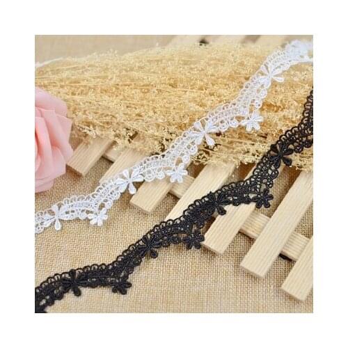2 Meters Ivory Black Flower Water Soluble Embroidery Lace Trim Fabric Dress Clothes Wedding Lace DIY Accessories 2.3CM