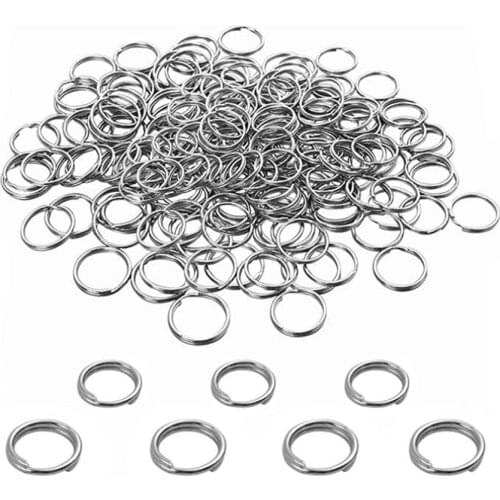 200 Pcs Stainless Steel 5 6 8 10 12 15 mm Double Loop Jump Rings Round Small Key Chain Rings Connector for DIY Jewelry Making