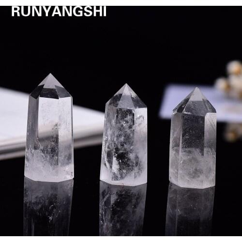 35-45mm Natural Crystal Transparency Quartz Point Healing Stone Hexagonal Prisms Obelisk Wand Treatment Stone Home Decor