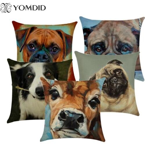 45*45cm Decorative Pillowcase Pug Dog Sofa Bed Home Decor Pillow Case Cushion Cover Fundas Cojines Decorativo Throw Pillow Cases