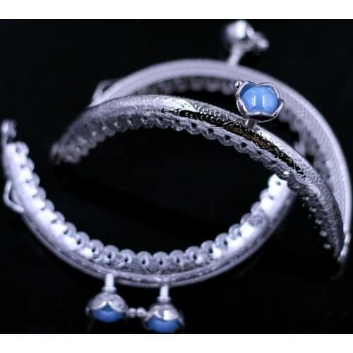 50PCS 8.5cm Blue Lotus Purse Bag Frames Metal Kiss Clasps Clutch Buckle Lock Handbag Handle Crafts Luggage Hardware Accessories