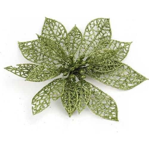 6" Glitter Hollow Wedding Party Decor Christmas Flowers Xmas Tree Decorations