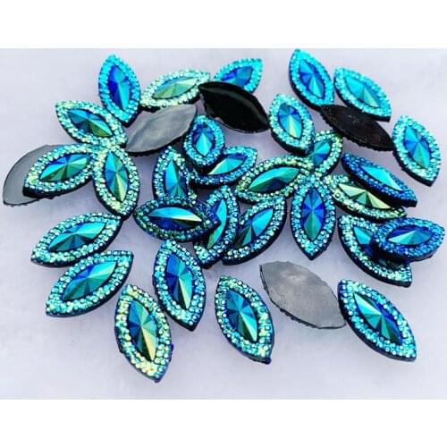 9*20mm Horse eye Rhinestones Flat Back Resin Gems Crystal Stones Non Sewing Beads for DIY Clothes 90pcs -S47