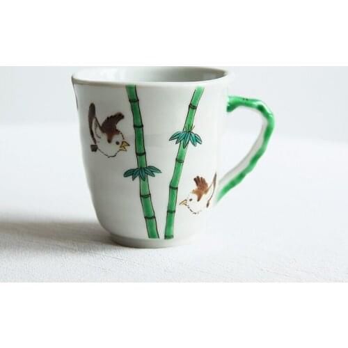 Spot nine valley burned bamboo birds imported from Japan figure mark cup ceramic cup Japanese bird milk cup cup