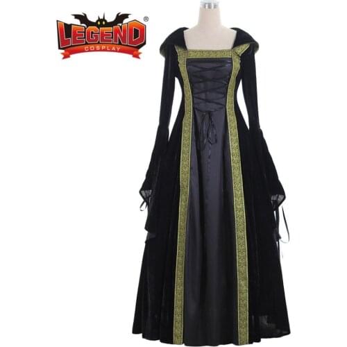Medieval Renaissance black velvet dress Ball Gown Dress medieval cosplay costume velvet dress custom made