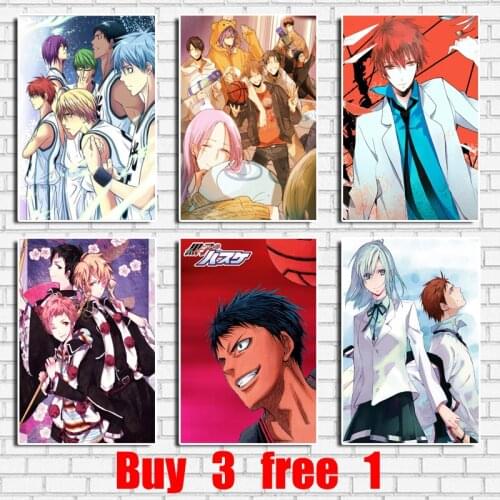 Nordic Style Decorative Animation Kurokos Basketball Retro Kraft Poster Bar Office Home Art Wall Stickers