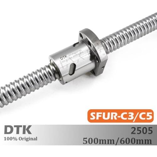 DTK Taiwan SFU2505 Ground C3 C5 5mm lead Ball Screw 500mm 600mm thread shaft High Precision Flange CNC Grind Spindles TBI Replac