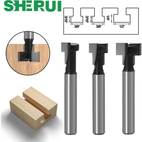 1pc 1/4" Shank 6mm T-Slot Cutter Router Bit Set Hex Bolt Key Hole Bits T Slotting Milling Cutter for Wood Woodworking