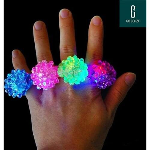 LED Flashing Strawberry Finger Ring Bar DJ Rave Toys Light Up Elastic Rubber Blinking Ring for Prom Party Christmas Gift