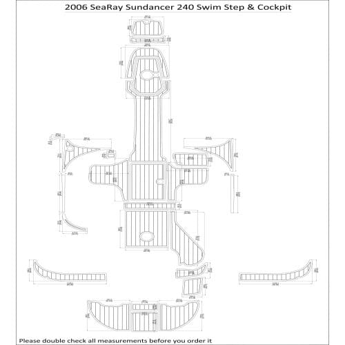 2006 SeaRay Sundancer 240 Swim Step & Cockpit Pad Boat EVA Teak Decking 1/4" 6mm